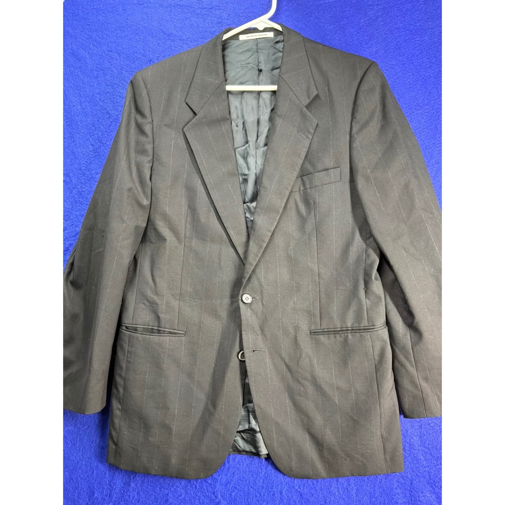 Vintage Mens Yves Saint Laurent Pinstripe Wool Blazer 44L Black Made in France